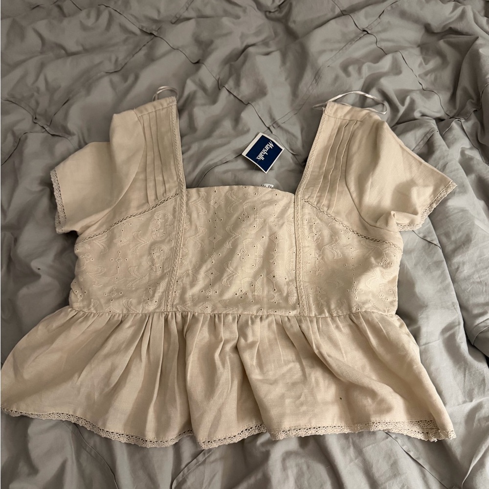 NWT Chic Beige Peplum top